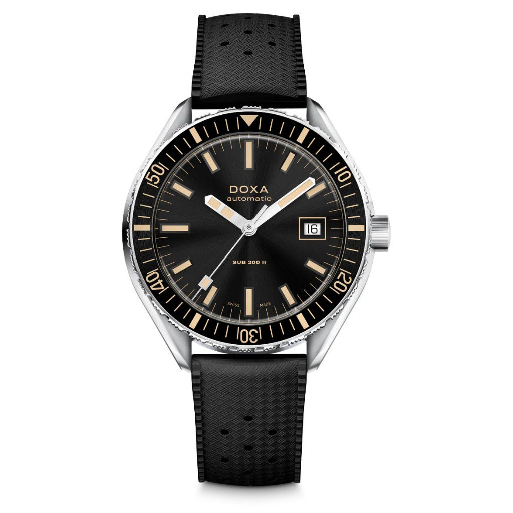 Doxa SUB 200 II Sharkhunter Black Rubber Strap 44mm Watch 795.10.101.20