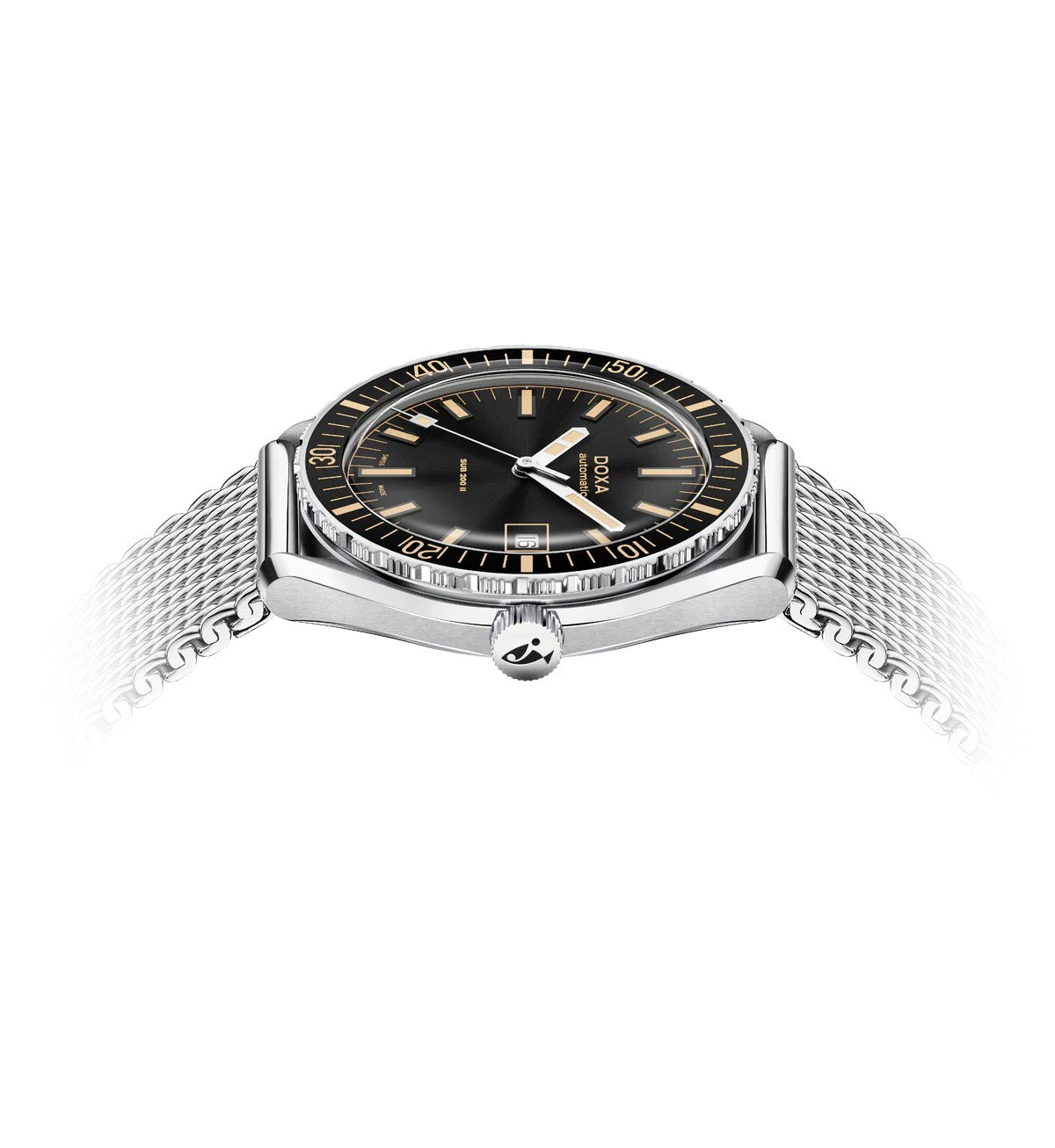 Doxa SUB 200 II Sharkhunter Black Mesh Bracelet 44mm Watch 795.10.101.10