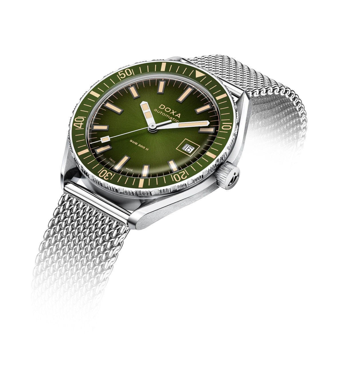 Doxa SUB 200 II Sea Emerald Mesh Bracelet 44mm Watch 795.10.131.10
