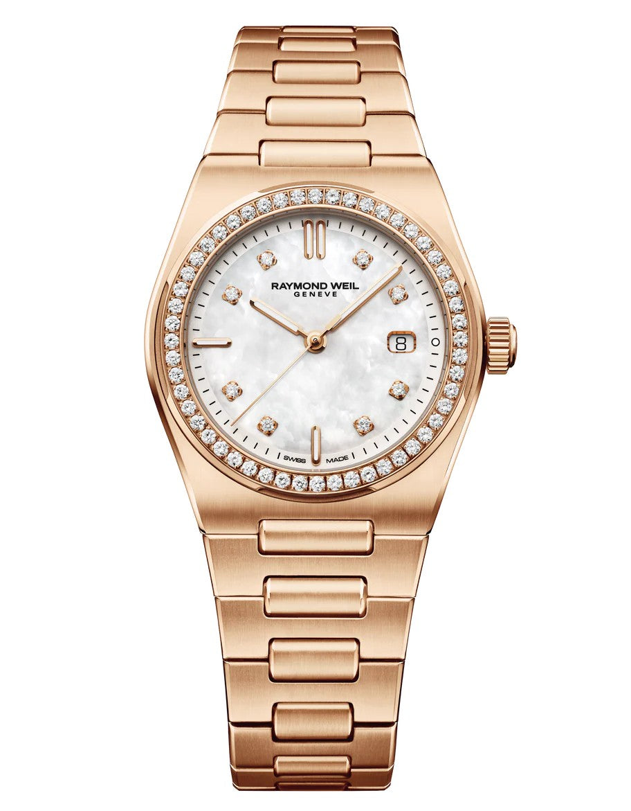 Raymond Weil A.R.T. Date Diamond Dial & Bezel Rose 30mm Watch 1250-P5S-97081