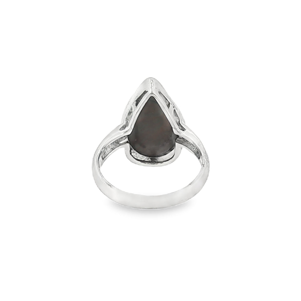 Opal Pear Shape Boulder, 9ct White Gold Ring