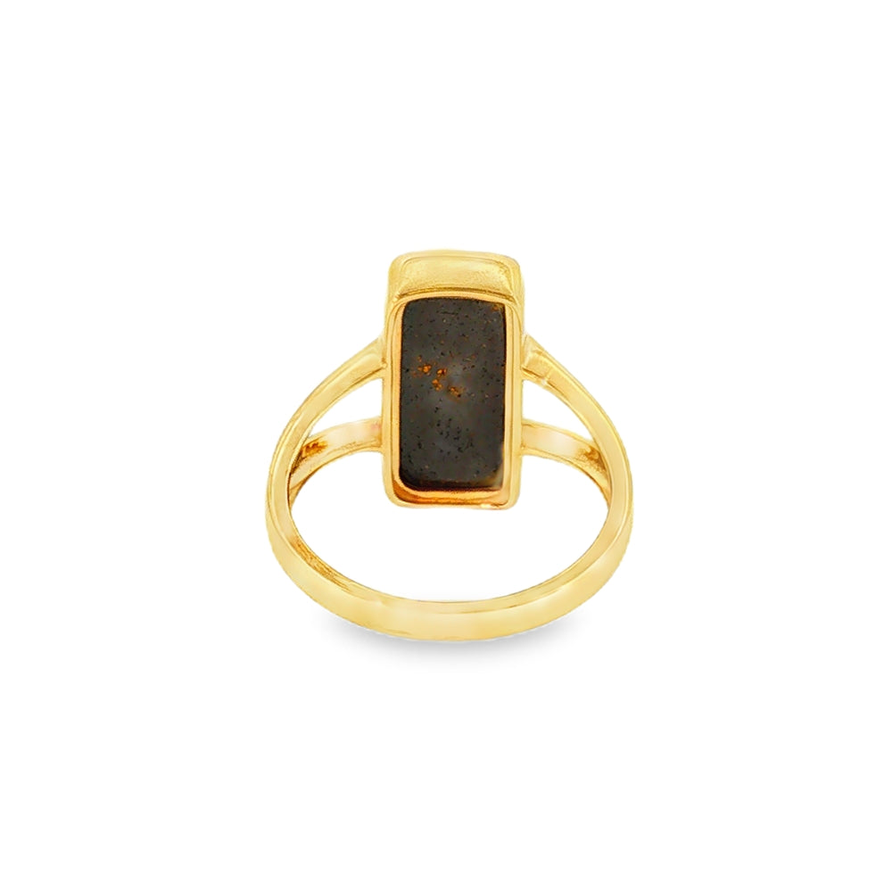 Opal Rectangular Boulder, 9ct Yellow Gold Ring