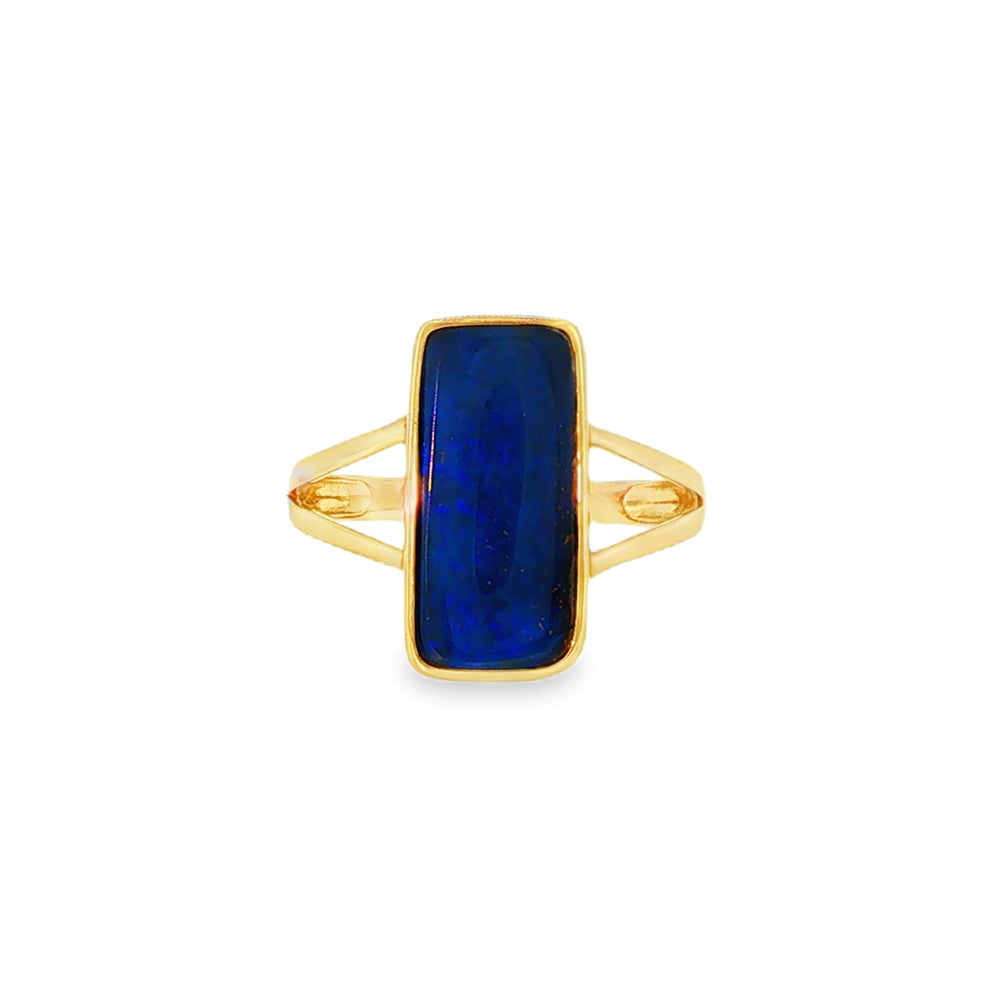 Opal Rectangular Boulder, 9ct Yellow Gold Ring