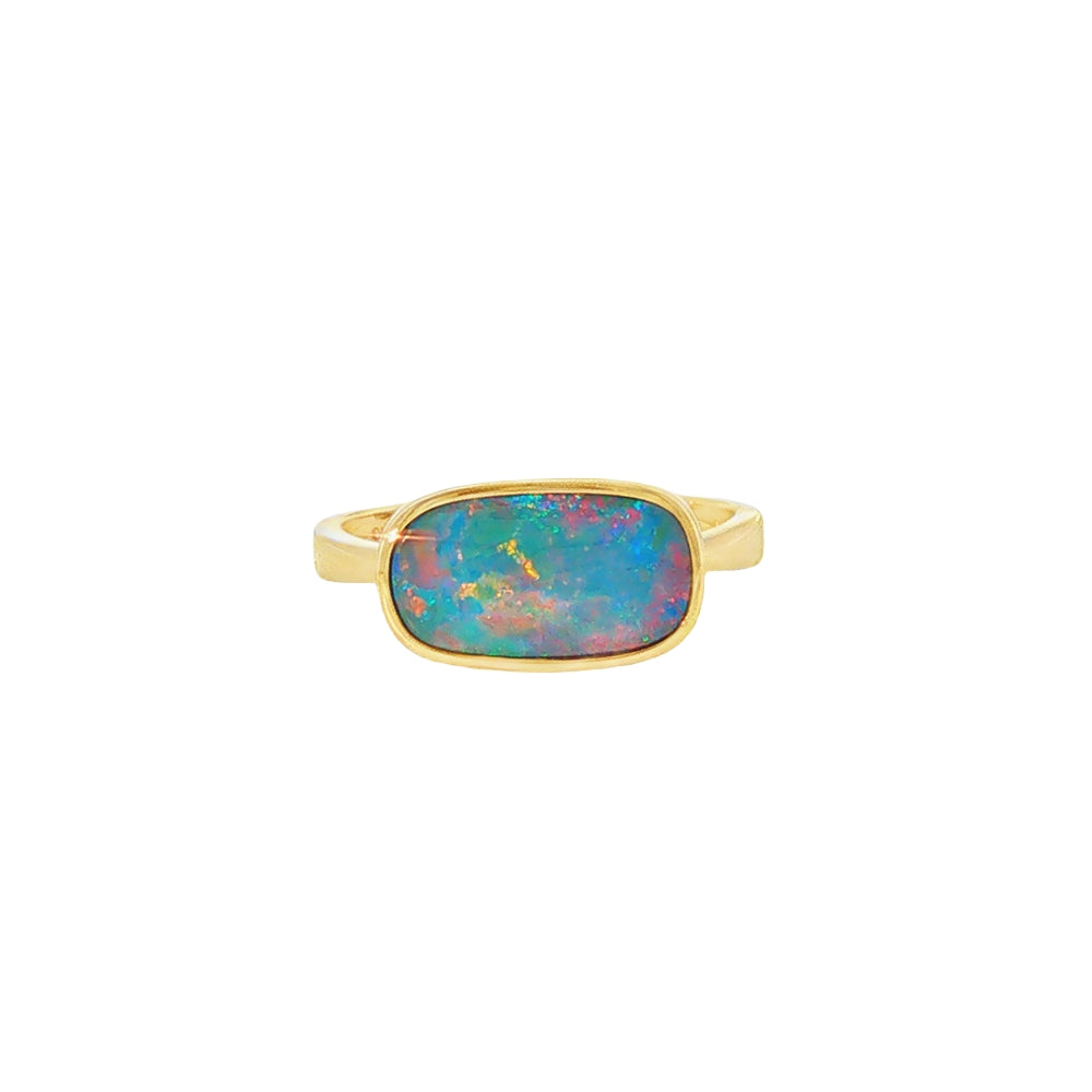 Opal Freeform Doublet, 9ct Yellow Gold