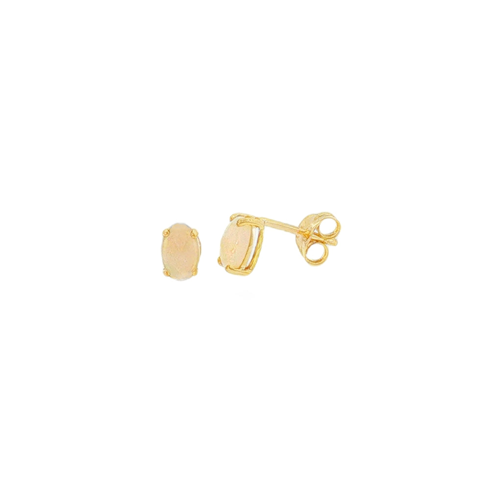 Opal Oval Solid 6x4mm, 9ct Yellow Gold Stud Earrings