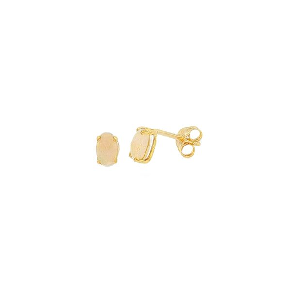 Opal Oval Solid 6x4mm, 9ct Yellow Gold Stud Earrings