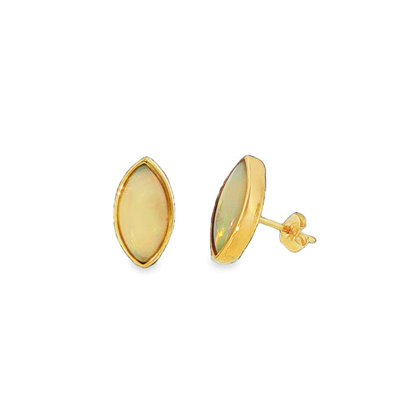 Opal Marquise 10x5mm Solid, 9ct Yellow Gold Stud Earrings