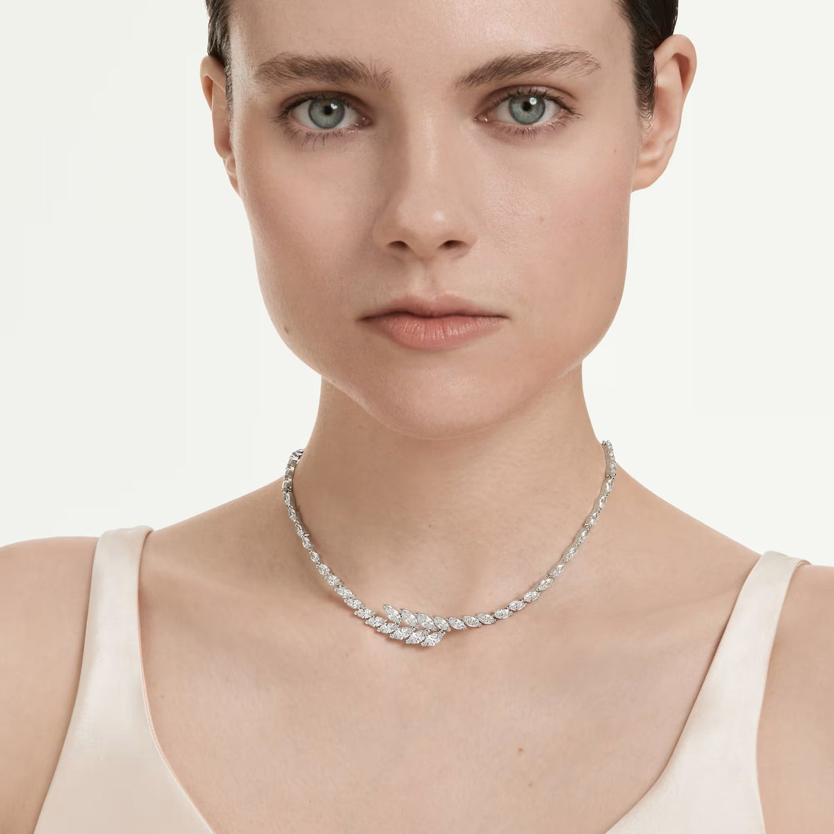 Swarovski Mesmera Marquise cut, White, Rhodium plated Necklace