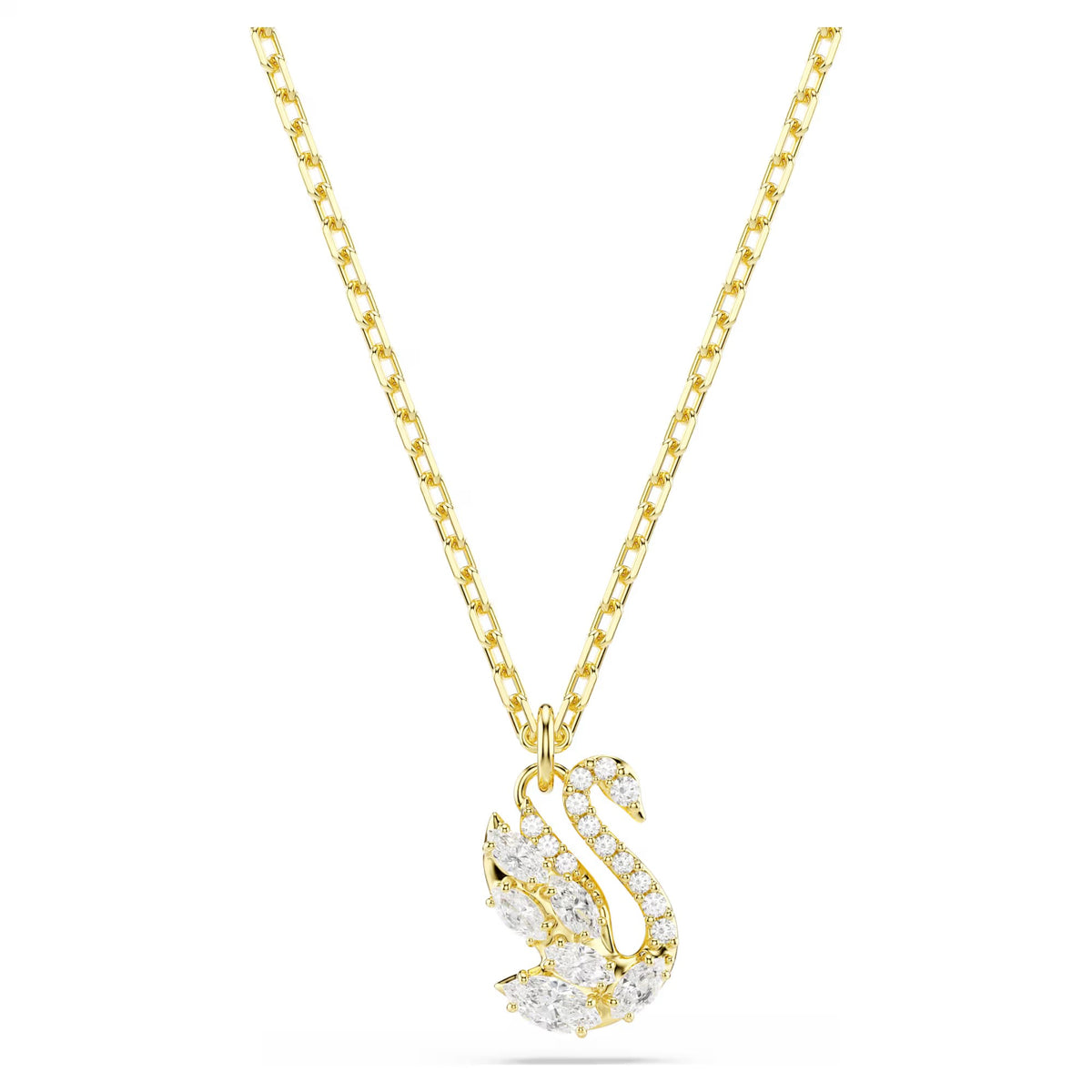 Swarovski Mixed cuts, Swan, White, 18K gold finish Pendant