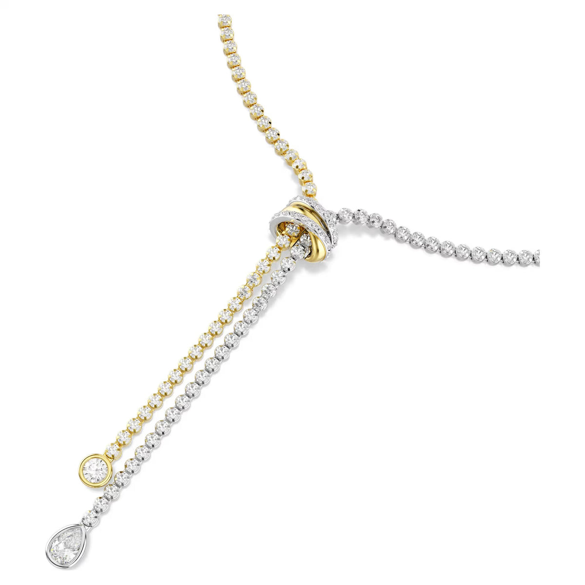 Swarovski Hyperbola Y Round cut, Knot, White, Mixed metal finish Necklace
