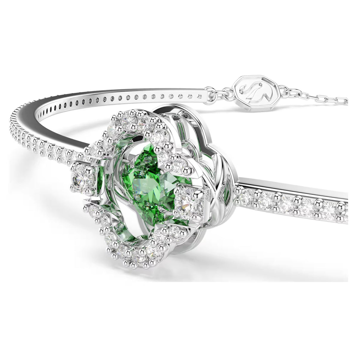 Swarovski Una Angelic Mixed cuts, Green, Rhodium plated Bangle