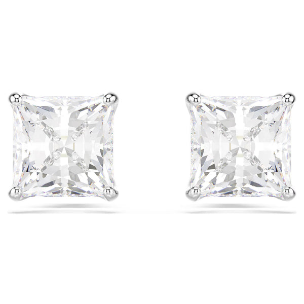 Swarovski Stilla Attract Square cut, White, Rhodium plated Stud Earrings