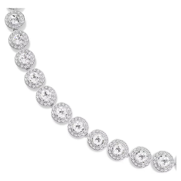 Swarovski Una Angelic Round cut, Medium, White, Rhodium plated Necklace