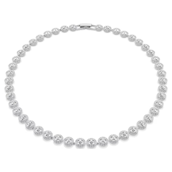 Swarovski Una Angelic Round cut, Medium, White, Rhodium plated Necklace