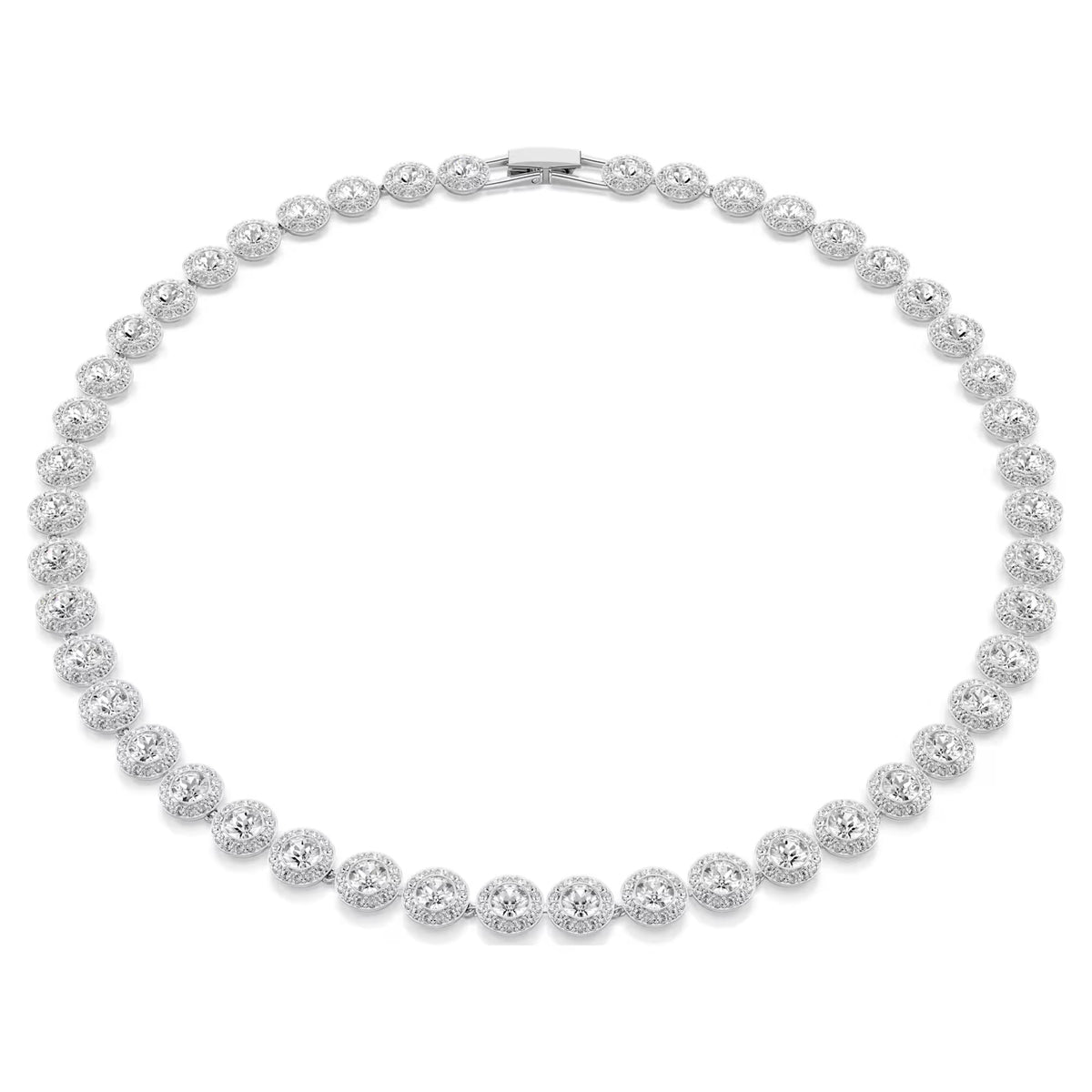 Swarovski Una Angelic Round cut, Medium, White, Rhodium plated Necklace