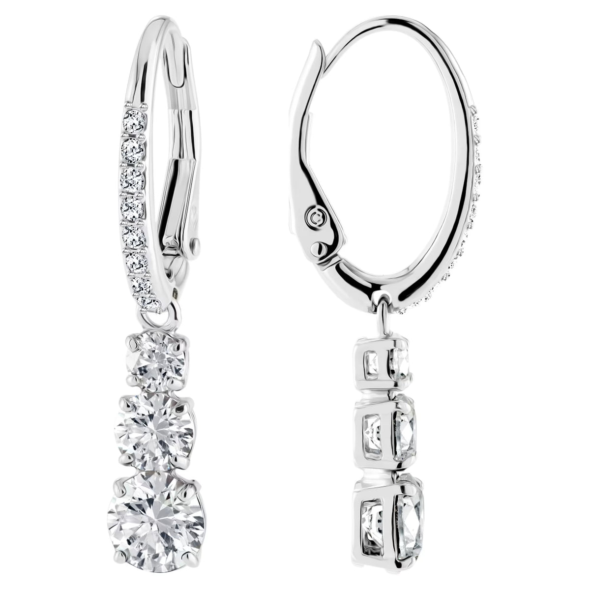 Swarovski Stilla Attract hoop Round cut, White, Rhodium plated Earrings