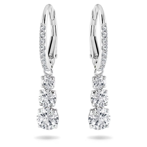 Swarovski Stilla Attract hoop Round cut, White, Rhodium plated Earrings