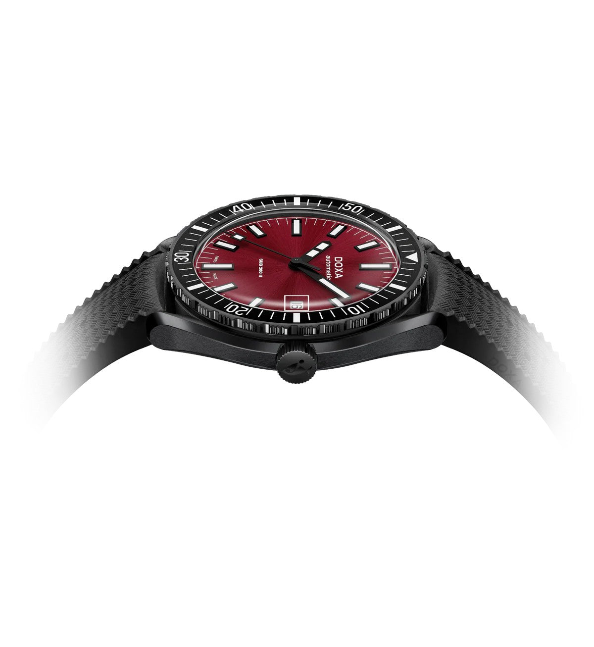 Doxa SUB 200 II Red Coral Black Rubber 44mm Watch 795.70.161.20