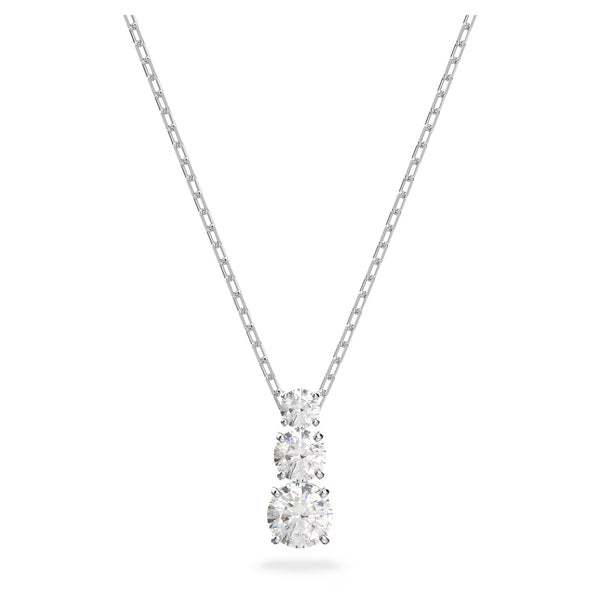 Swarovski Stilla Attract Round cut, White, Rhodium plated Pendant