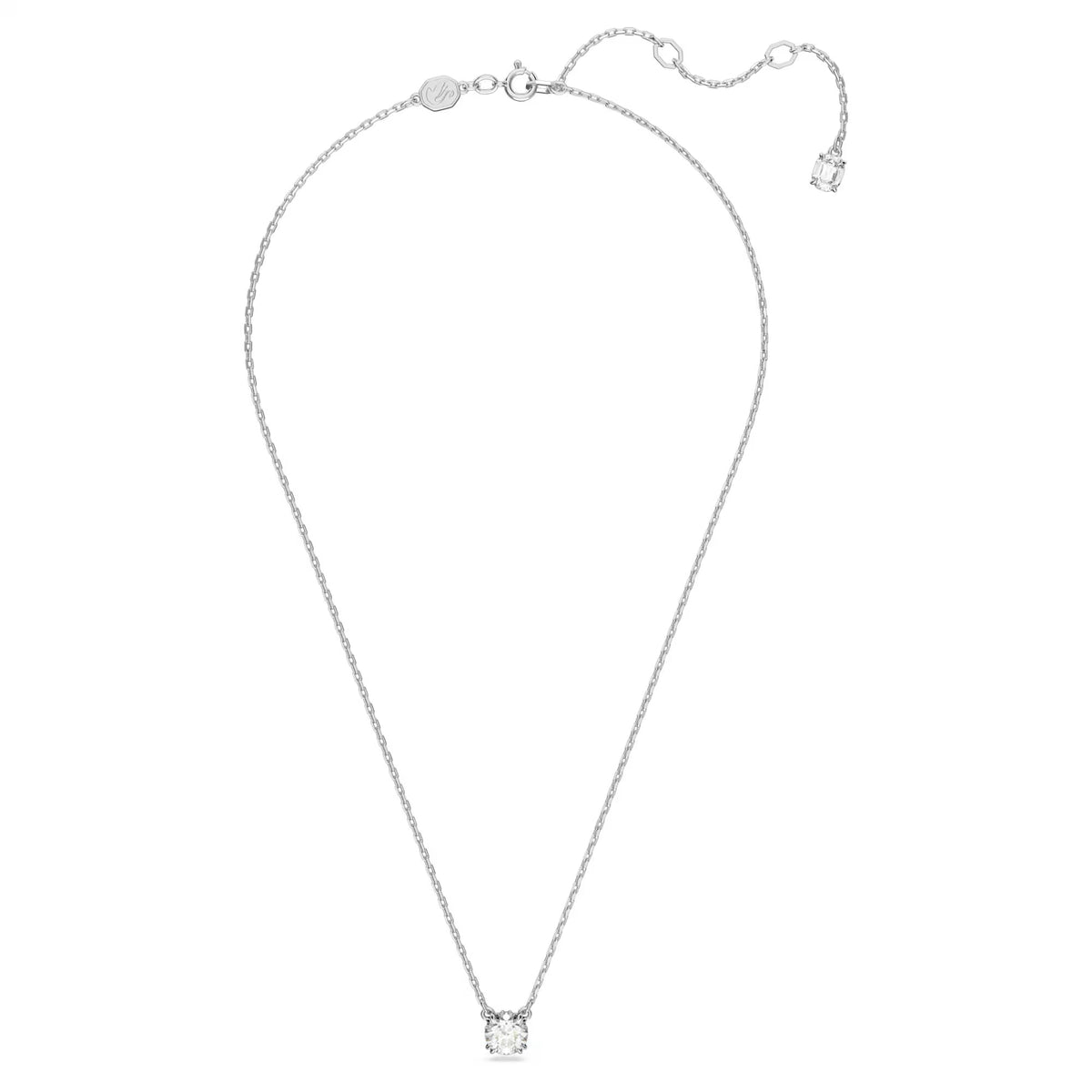 Swarovski Stilla Round cut, White, Rhodium plated Pendant