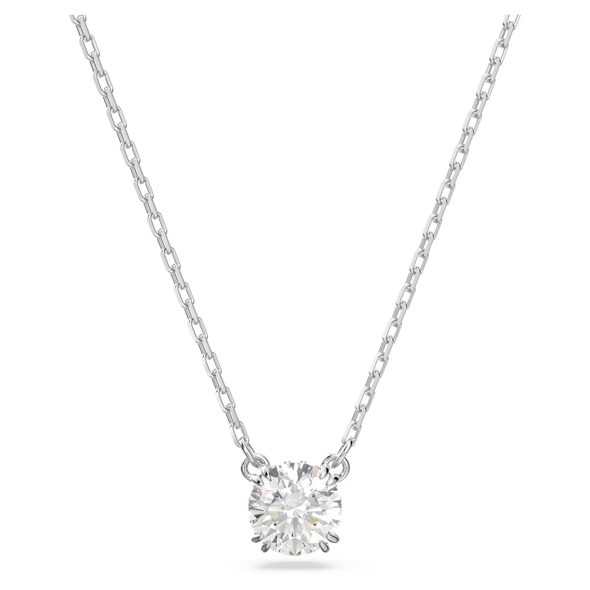 Swarovski Stilla Round cut, White, Rhodium plated Pendant