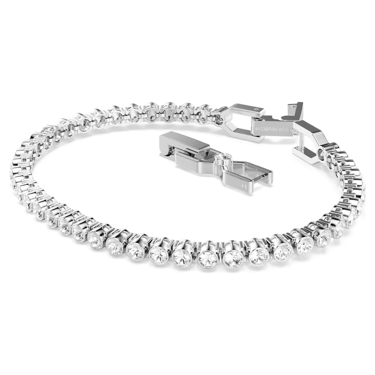 Swarovski Imber Emily Round cut, White, Rhodium plated Tennis Bracelet