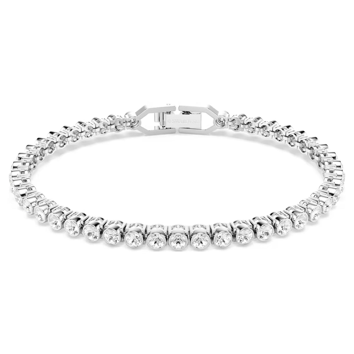 Swarovski Imber Emily Round cut, White, Rhodium plated Tennis Bracelet
