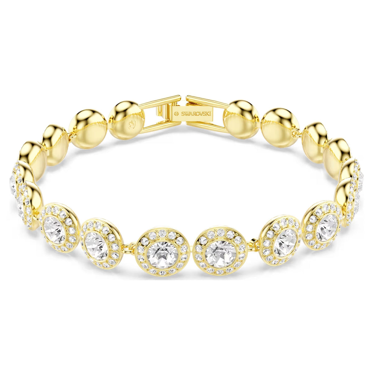 Swarovski Una Angelic Round cut, Pavé, Medium, White, 18K gold finish Bracelet