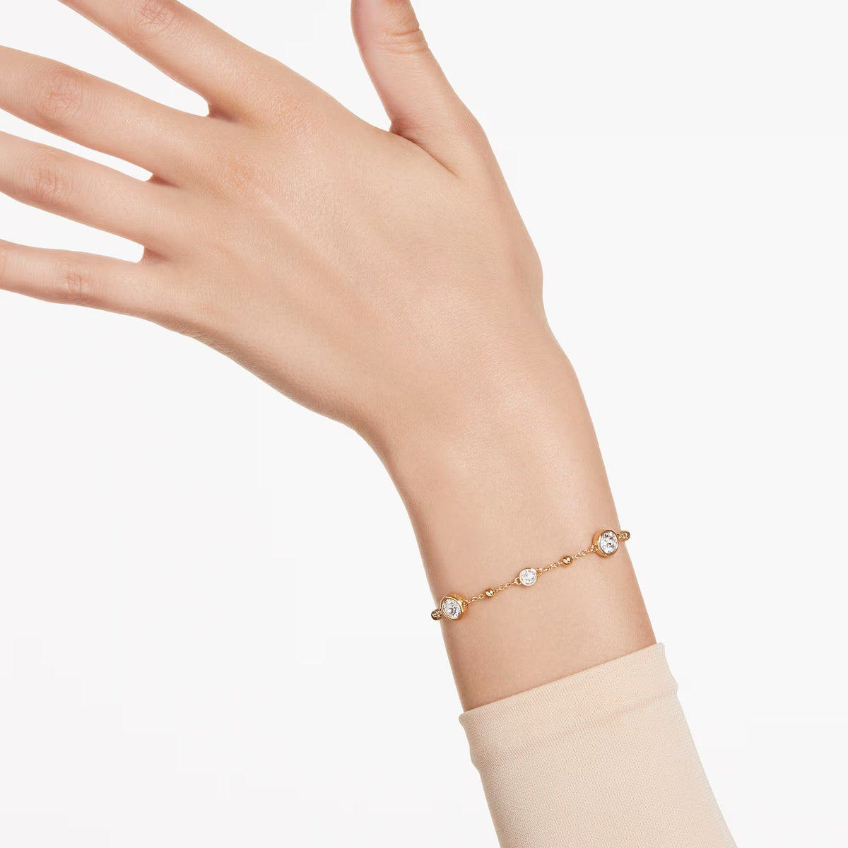 Swarovski Imber Round cut, Scattered design, White, 18K gold finish Bracelet