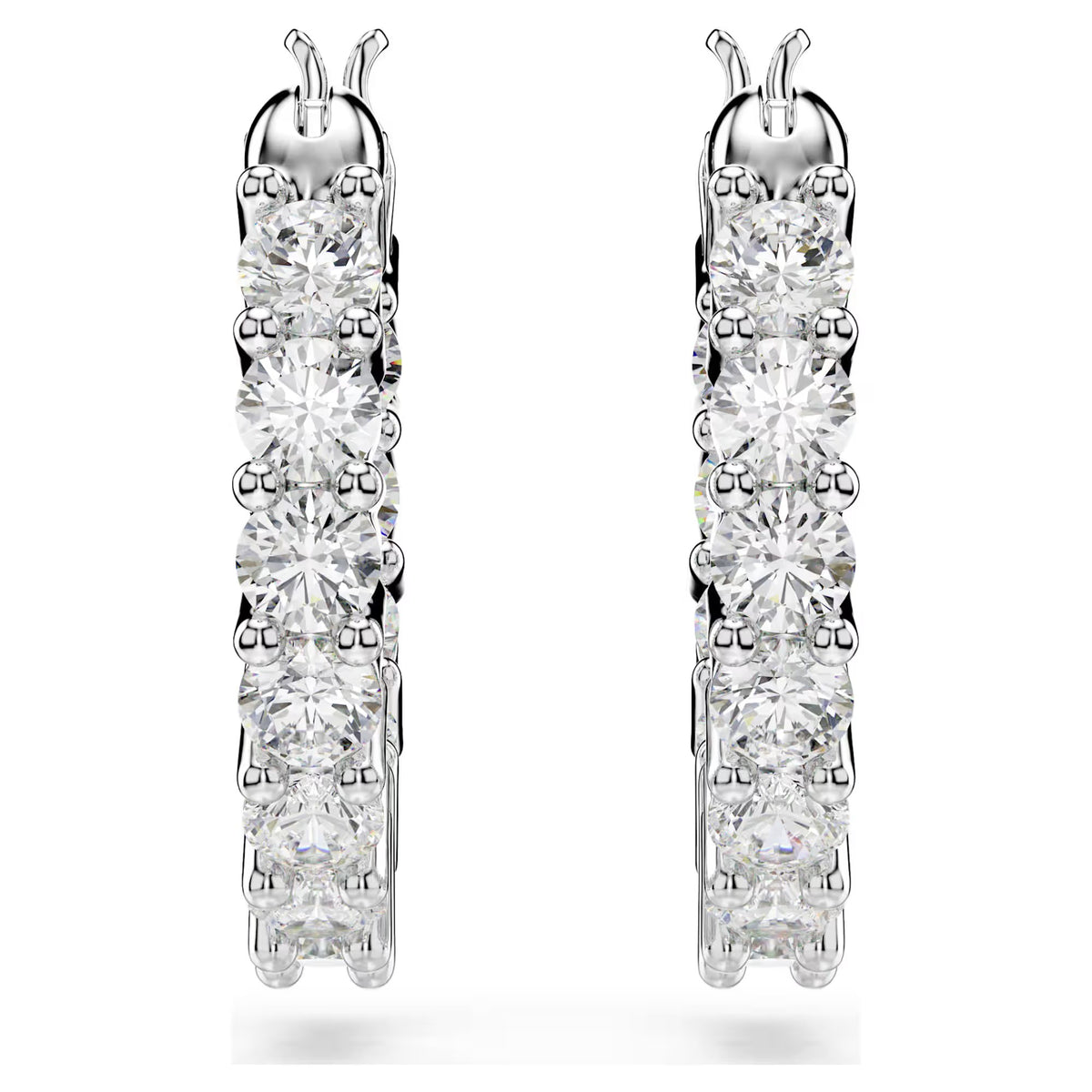 Swarovski Matrix Vittore Round cut, White, Rhodium plated Hoop Earrings