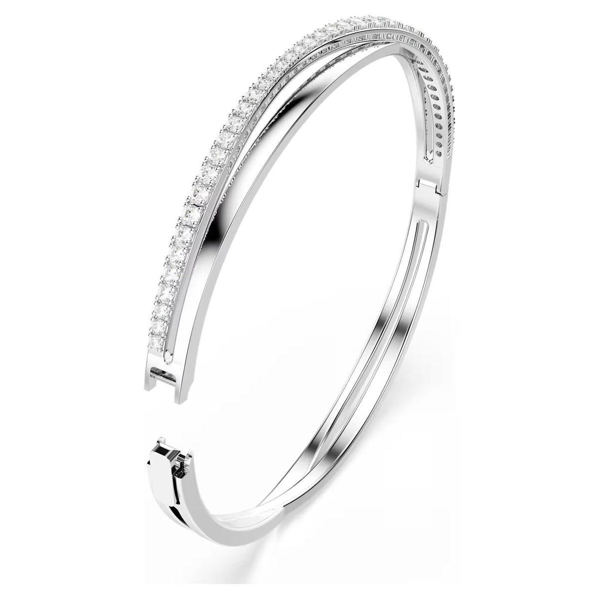 Swarovski Hypberbola Round cut, White, Rhodium plated Bangle