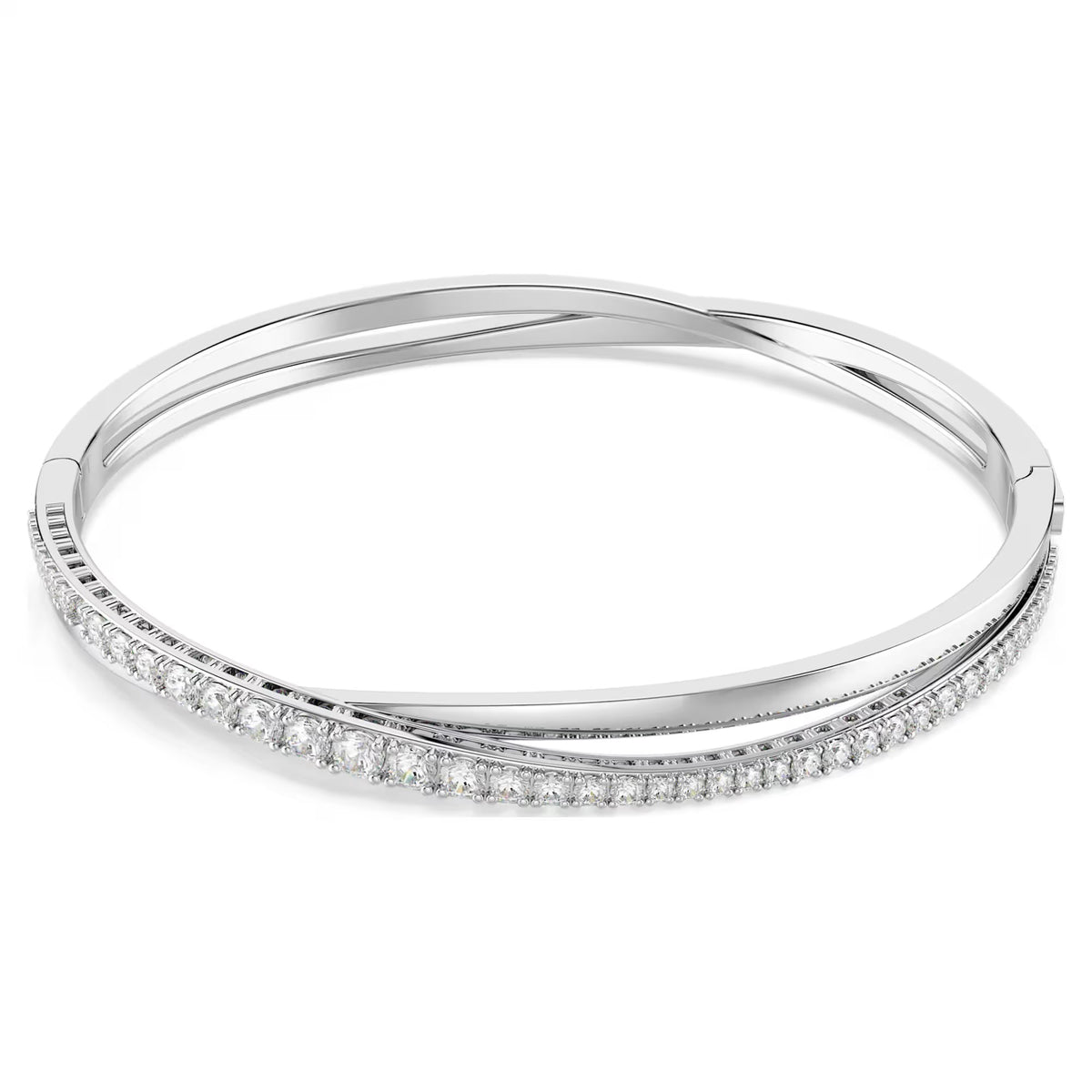 Swarovski Hypberbola Round cut, White, Rhodium plated Bangle
