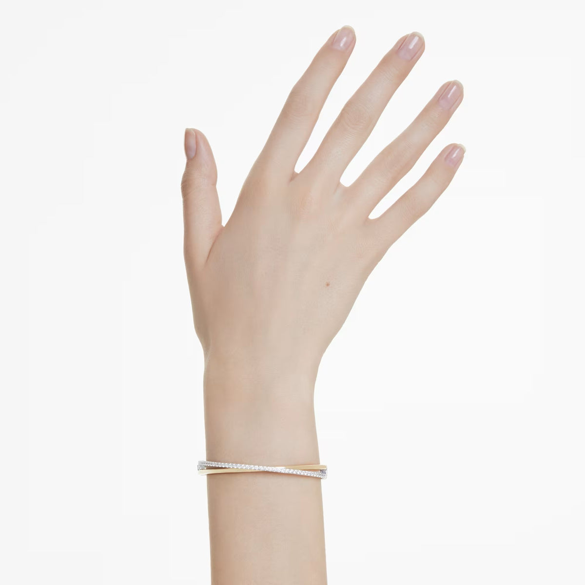 Swarovski Hyperbola Round cut, White, Mixed metal finish Bangle