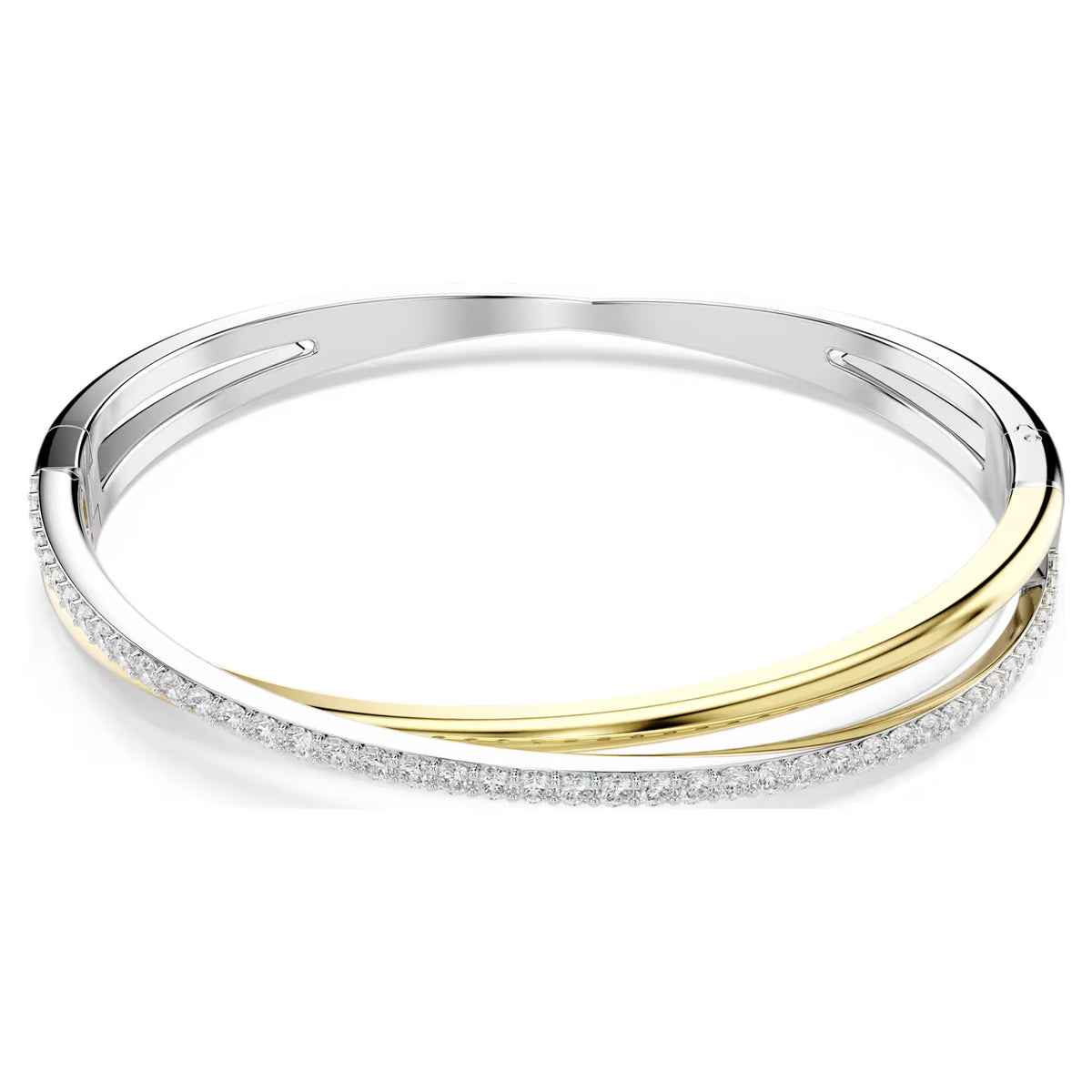 Swarovski Hyperbola Round cut, White, Mixed metal finish Bangle
