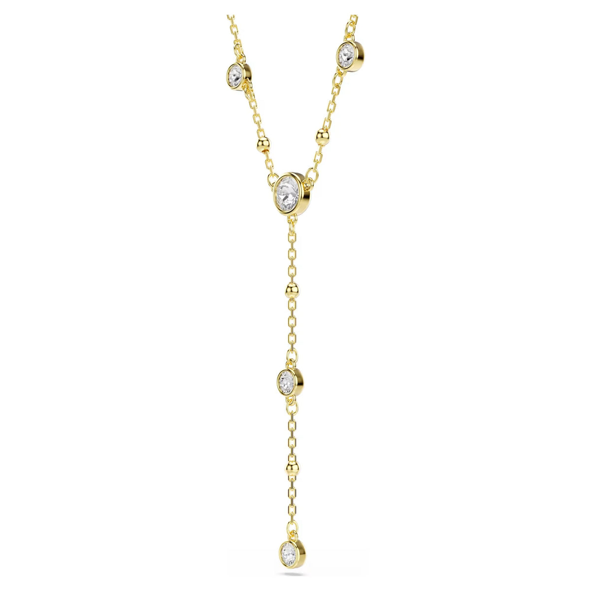 Swarovski Imber Round cut, White, 18K gold finish Y Necklace