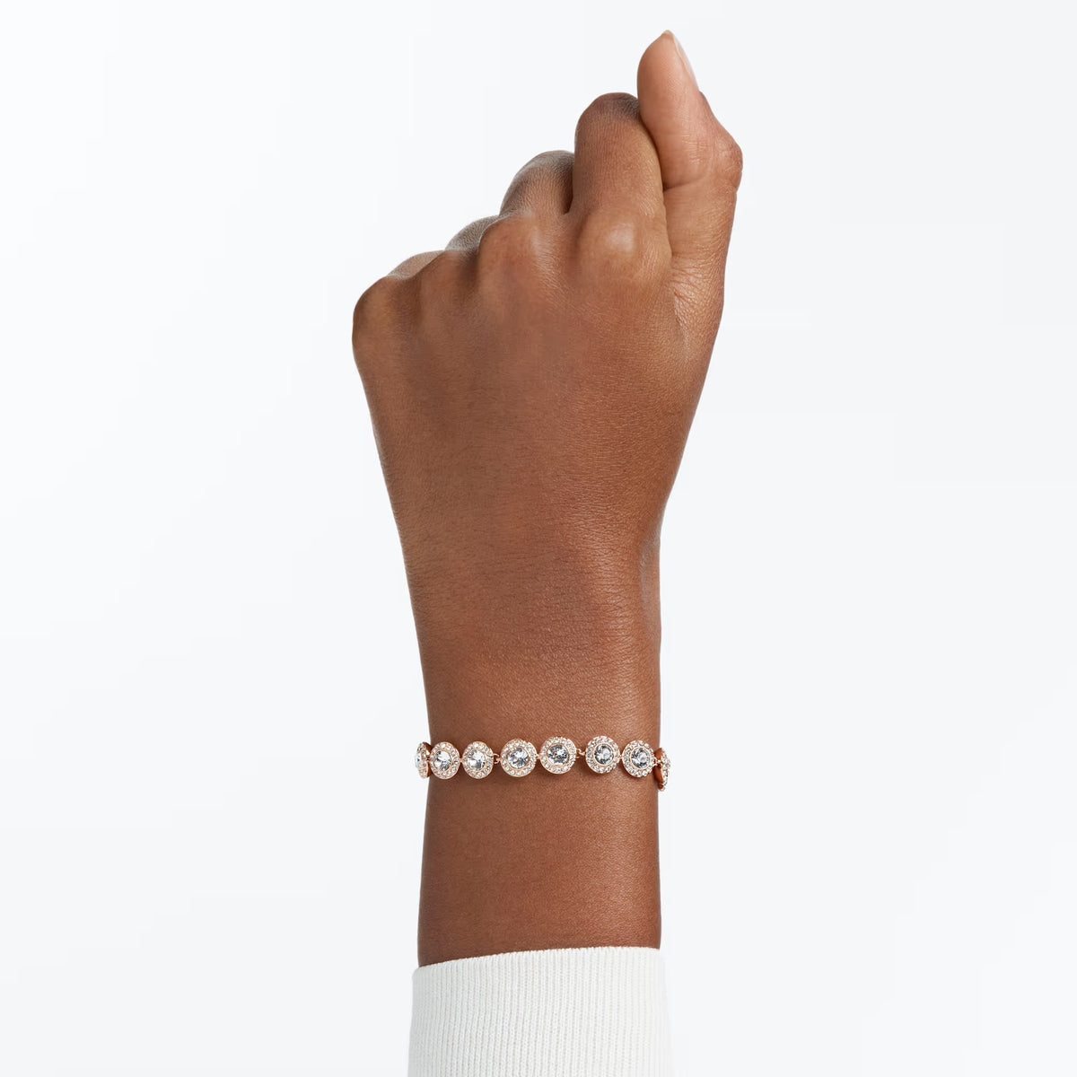 Swarovski Una Angelic Round cut, Pavé, Medium, White, 18K rose gold finish Bracelet