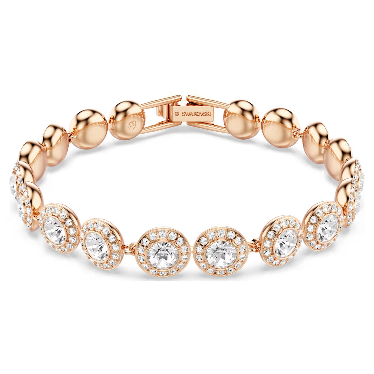 Swarovski Una Angelic Round cut, Pavé, Medium, White, 18K rose gold finish Bracelet