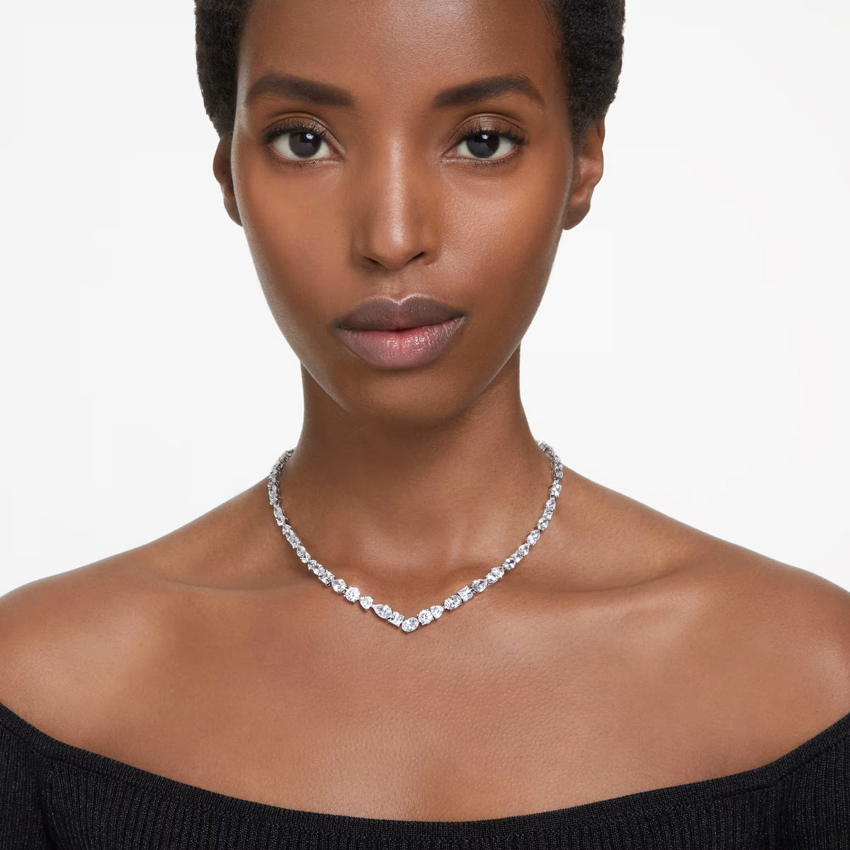 Swarovski Mesmera Mixed cuts, White, Rhodium plated Necklace