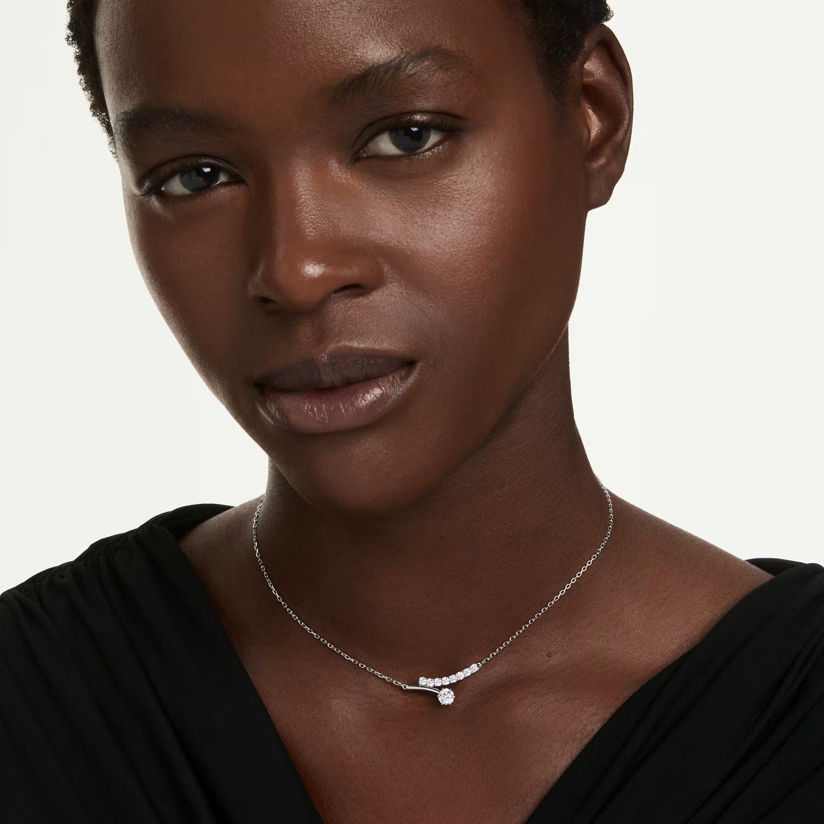 Swarovski Matrix Round cut, White, Rhodium plated Necklace