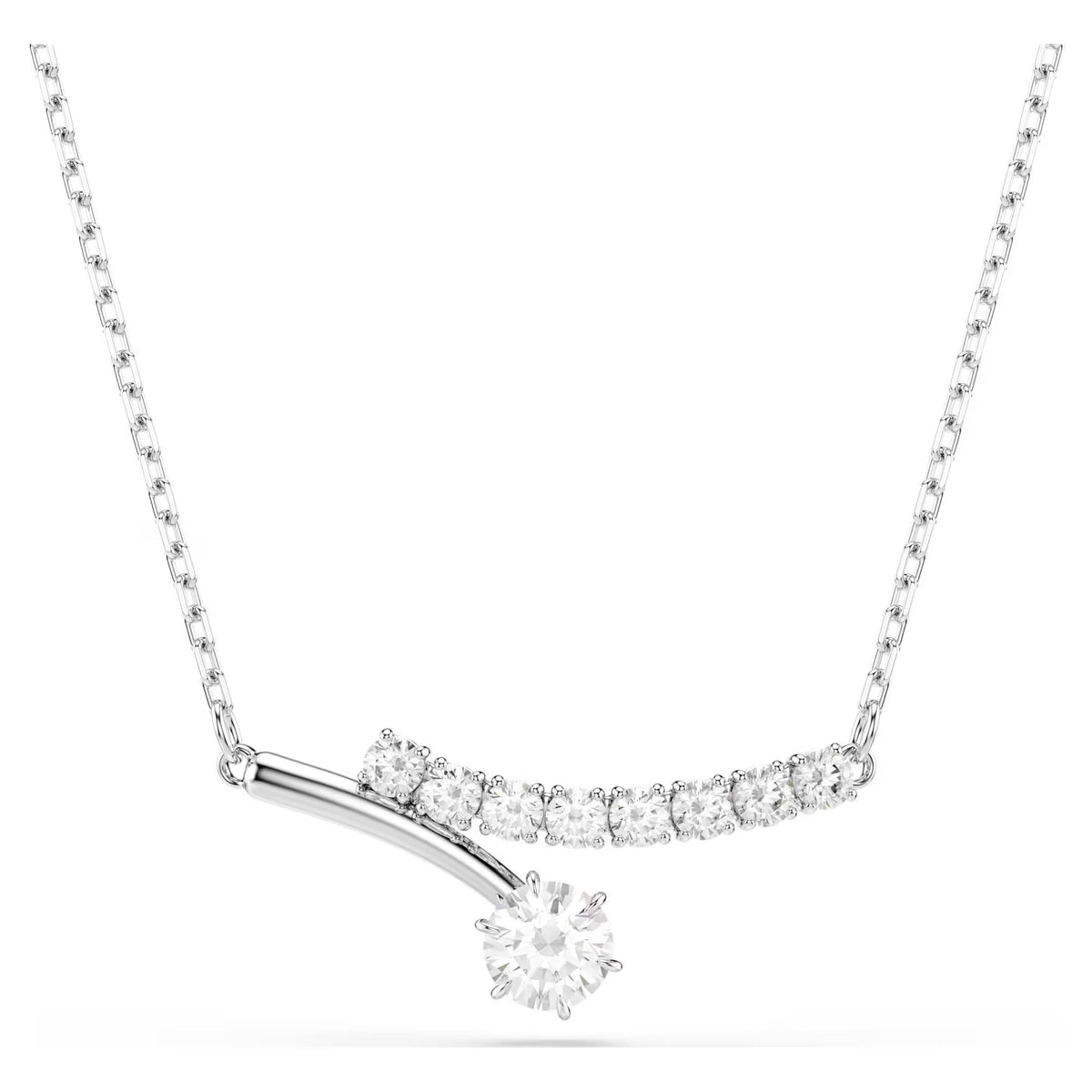Swarovski Matrix Round cut, White, Rhodium plated Necklace