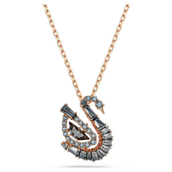 Swarovski Swan Mixed cuts, Swan, Black, 18K rose gold finish Pendant