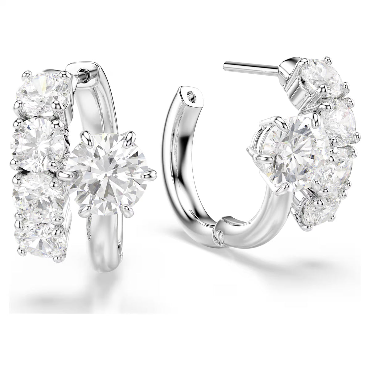 Swarovski Matrix Round cut, White, Rhodium plated Hoop Earrings