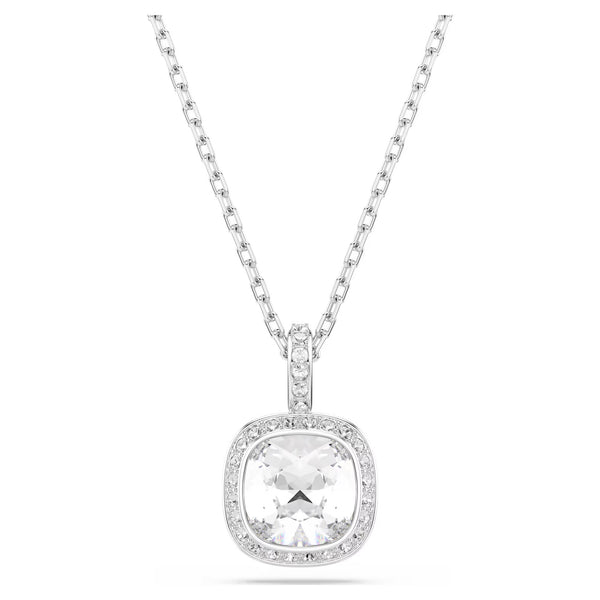 Swarovski Una Angelic Cushion cut, White, Rhodium plated Pendant