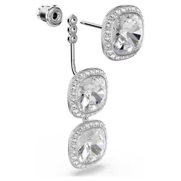 Swarovski Una Angelic Cushion cut, White, Rhodium plated earrings