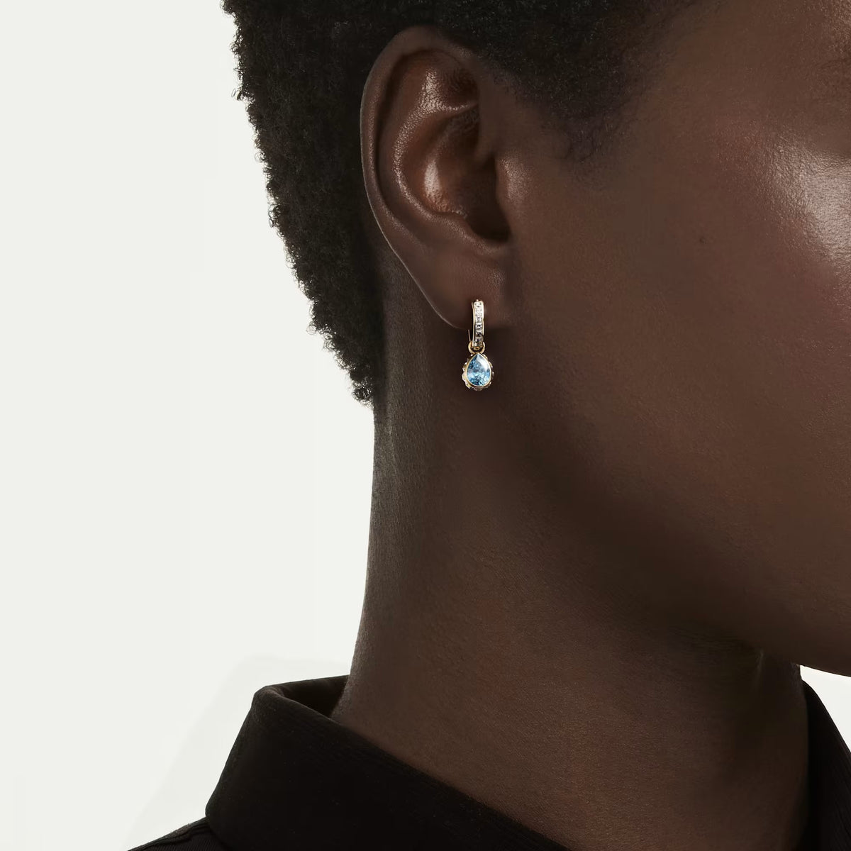 Swarovski Chroma Pear cut, Blue, 18K gold finish Drop Earrings