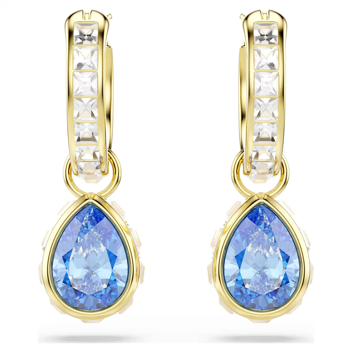Swarovski Chroma Pear cut, Blue, 18K gold finish Drop Earrings