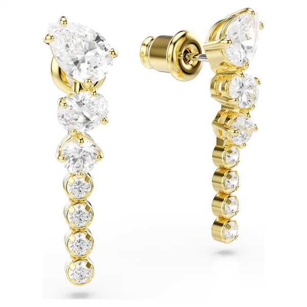Swarovski Mesmera Mixed cuts, White, 18K gold finish Drop Earrings