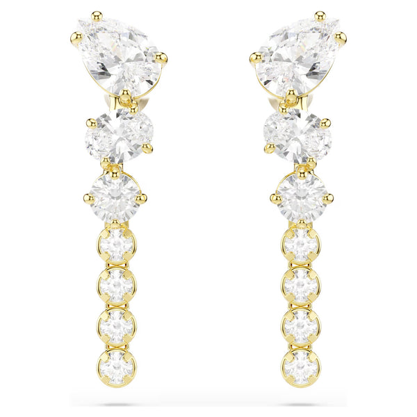 Swarovski Mesmera Mixed cuts, White, 18K gold finish Drop Earrings