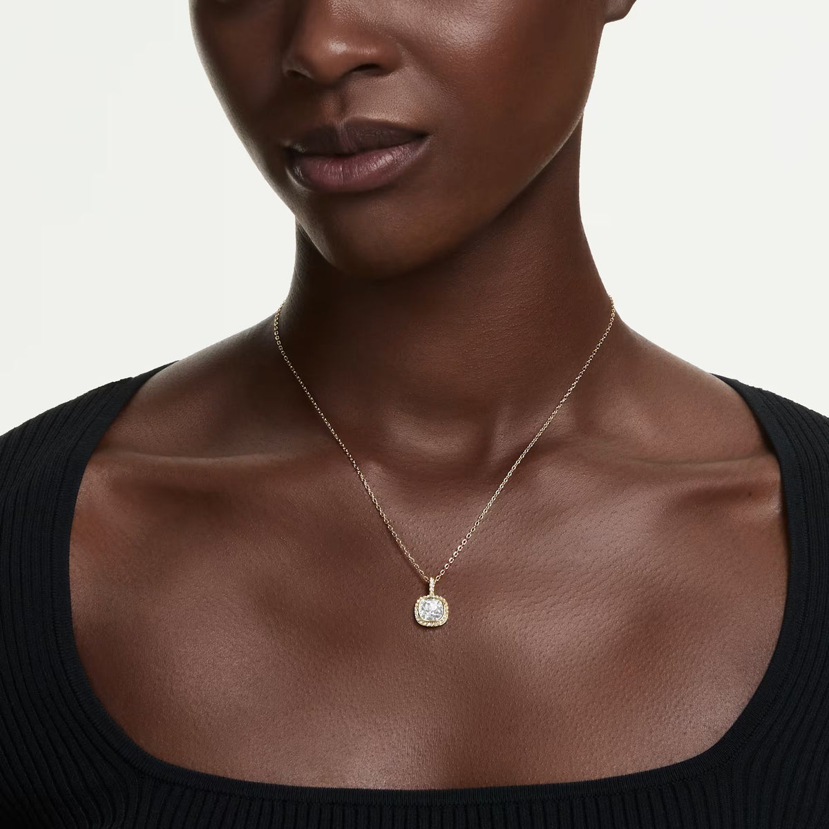 Swarovski Una Angelic Cushion cut, White, 18K gold finish Pendant