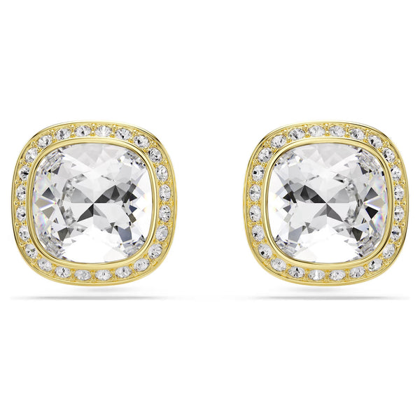 Swarovski Una Angelic Cushion cut, White, 18K gold finish earrings